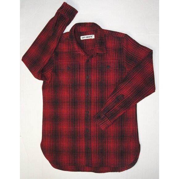 Off-White Wool Jacket Diagonal Stripe Tartan - Picture 1 of 9